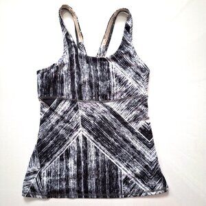 lululemon Heat Wave Black and White Crossback Tank